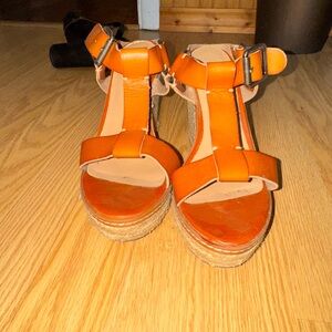 American Eagle Outfitters Orange Wedge Sandals with Straps